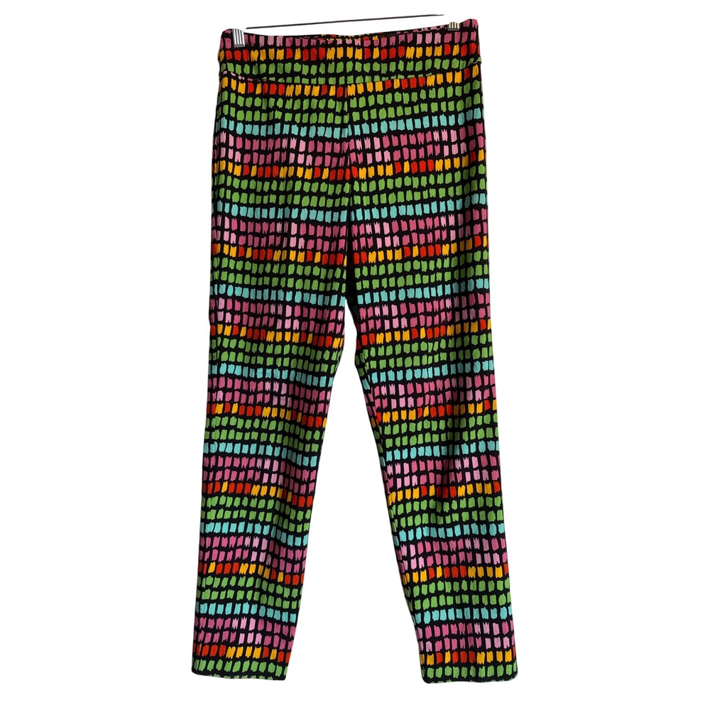 Colorful Pull On Krazy Larry Size‎ 10 Geometric Print Stretch Pants Office Party